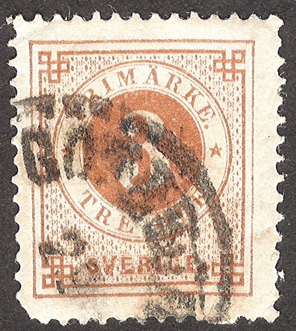 Circle type. Blue posthorn on back