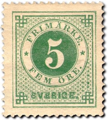 Circle type. Blue posthorn on back