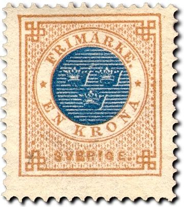 Circle type. Blue posthorn on back