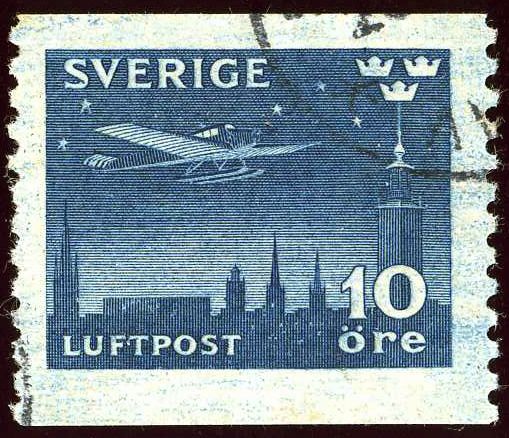 Night flight by Junkers F-13 (with skis) over Stockholm