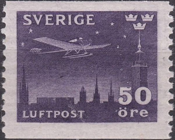 Night flight by Junkers F-13 (with skis) over Stockholm
