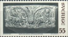 Saint on Horseback and Samson with lion, Hogrän Church