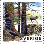 Felled trees and Moose (Alces alces)