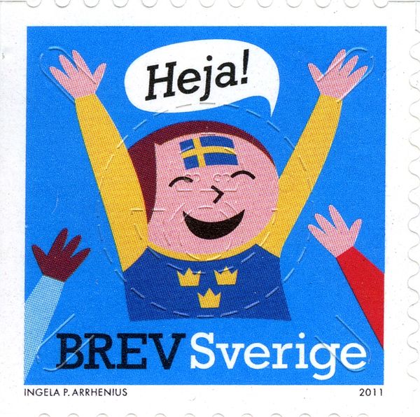 Boy cheering for Sweden