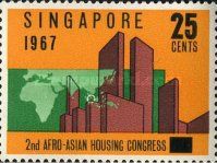 Buildings and map of Africa and South-East Asia