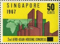 Buildings and map of Africa and South-East Asia
