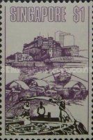 Singapore River with boats and buildings