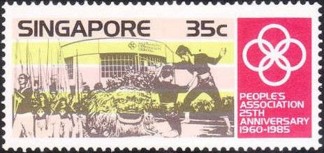 Lion dance, martial arts and athletes with flags