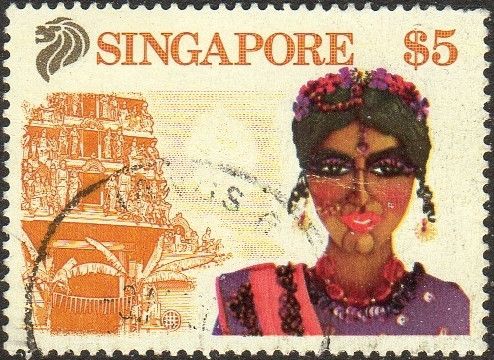 Indian dancer and Sri Mariamman Temple