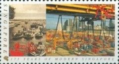 Small boats, container ship dock
