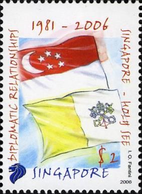Flags of Singapore and Vatican