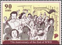 Crowd Celebrating Liberation of Singapore from Japanese Rule