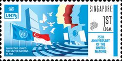 United Nations Headquarters, UN and Singapore Flags