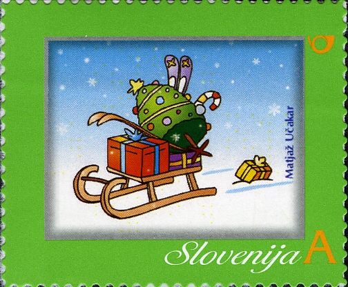 New Year - Toboggan with Presents