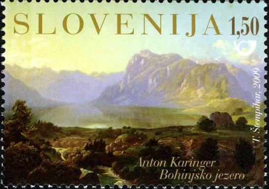 Romantic Painting - Anton Karinger - "Bohinj Lake"