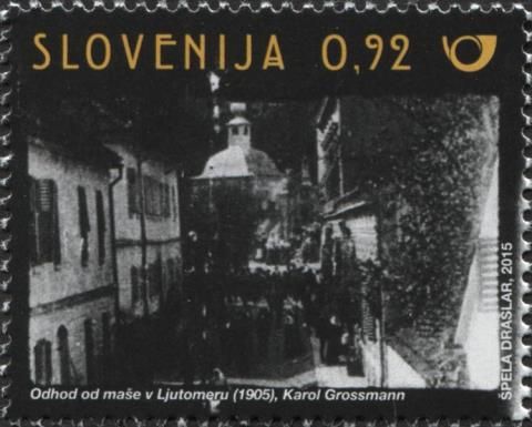 Scene from the film "People Leaving Mass in Ljutomer"
