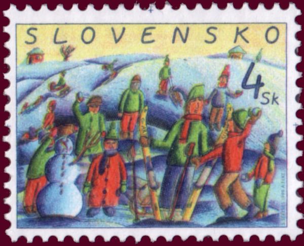 Winter scene with snowman