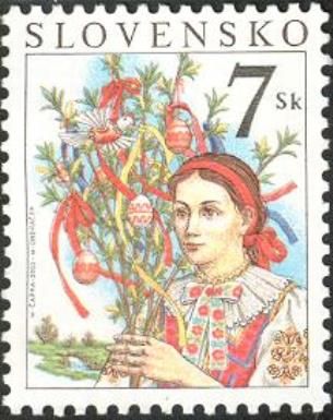 Woman with bouquet of flower and eggs