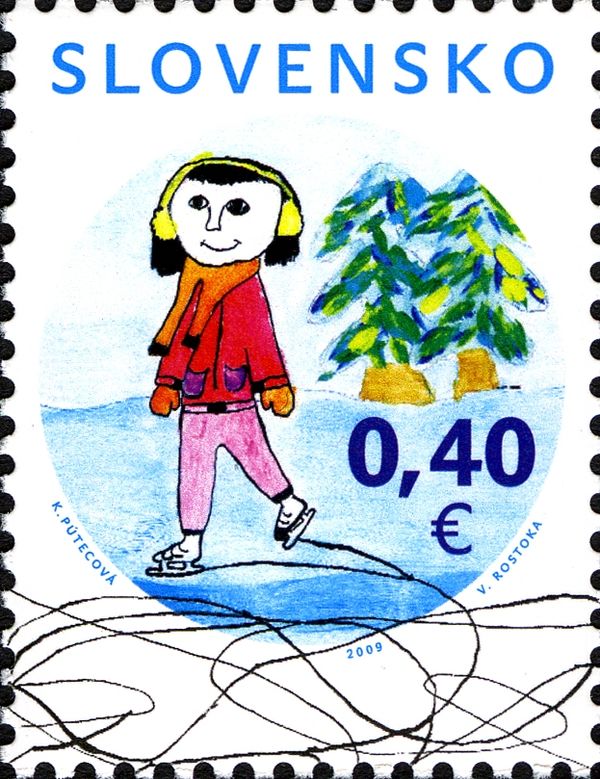 Child and Christmas trees