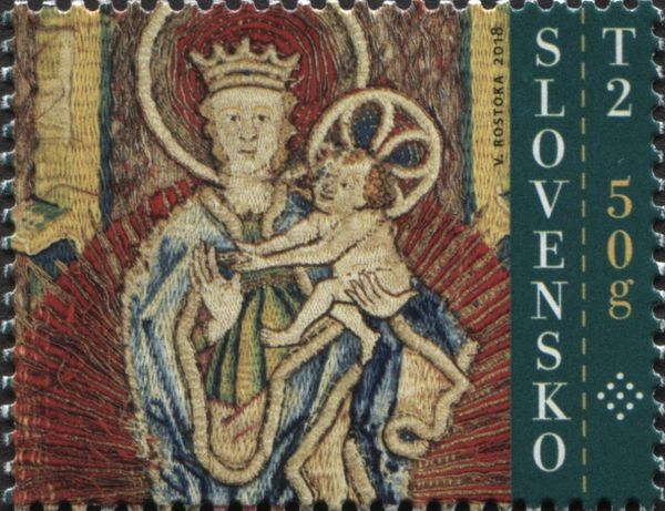 Madonna & Child, 15th C Textile from Spišské Podhradie