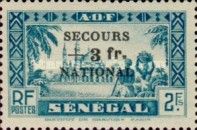 Mosque of Djourbel overprinted and surcharged