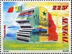 Outline Map and Flags of Senegal and Gambia
