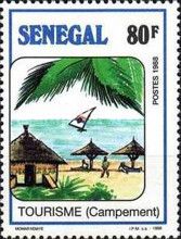 Campement. Hut and Shades on Beach