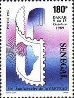 Map of Africa, Stamp and Telephone Earpiece