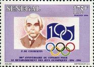 Coubertin and Anniversary Emblem