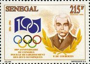 Coubertin within Wreath and Anniversary Emblem