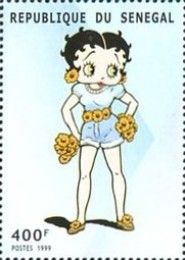 Betty Boop in Blue Suit  with Flowers