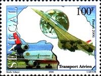 Concorde over Map of Africa and Tail of DC-10