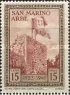 Flags of San Marino and Italy on Arbe tower