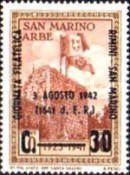 Flags of San Marino and Italy on Arbe tower - overprinted