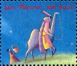 Woman with basket and Magus on camel