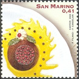 Dessert with yellow sauce