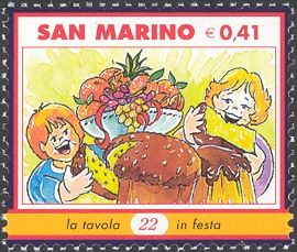 Children, fruit and cake