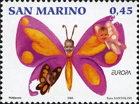 Butterfly with children’s faces