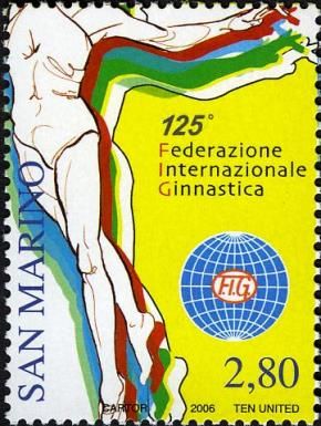 Emblem and female gymnast