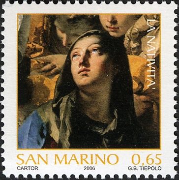 The Nativity by Tiepolo - Virgin Mary