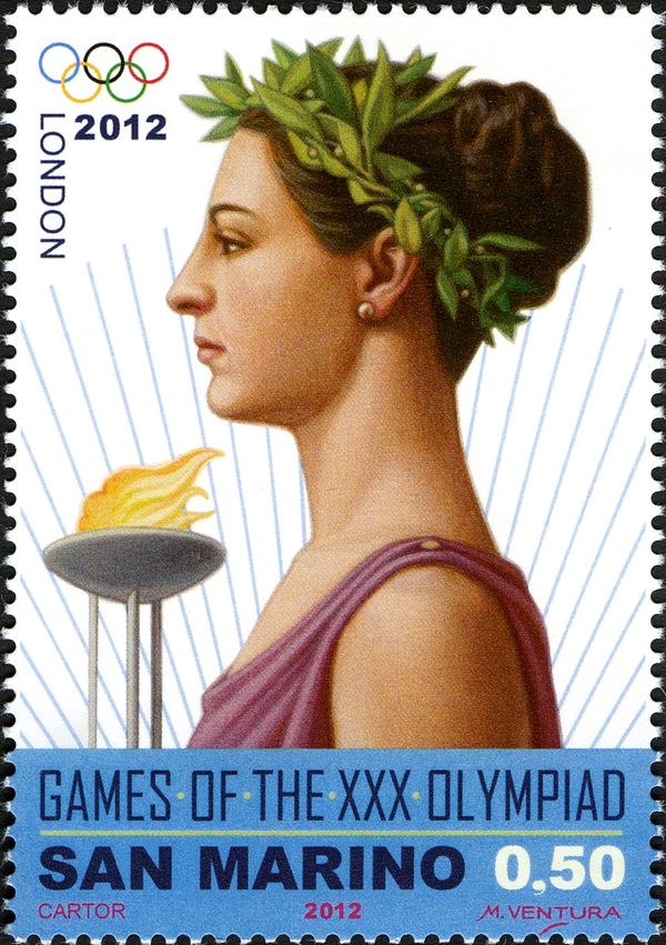 Athlete and Olympic flame