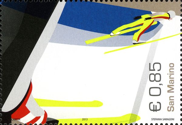 Stylized skier
