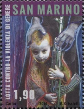 Psychological violence, adult handing a gun to a child