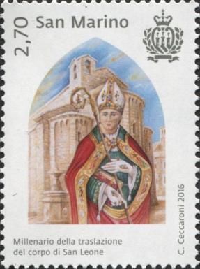 Bishop St Leo with the Romanesque parish