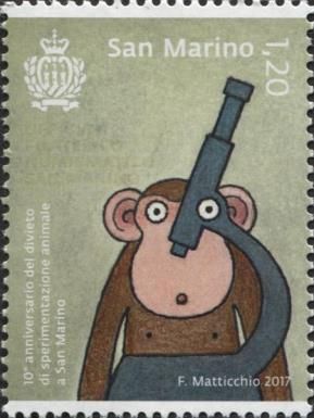 Monkey behind a microscope