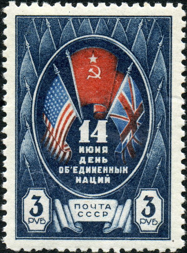 Flags of USA, Britain, and USSR