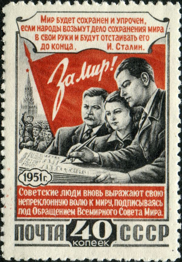 Soviet People Signing Petition to the World Peace Council