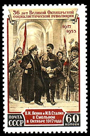 V.I. Lenin and J.V. Stalin in Smolny in October, 1917