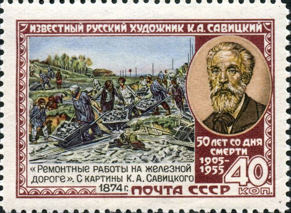 Repairing the Railway, K.A. Savitsky (1874)