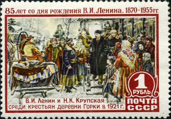 Lenin and N. Krupskaya Among Peasants in Gorki in 1921